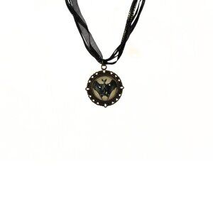 Gothic Victorian "Wings of the Departed" Goth Skeletal Bat Ribbon Necklace